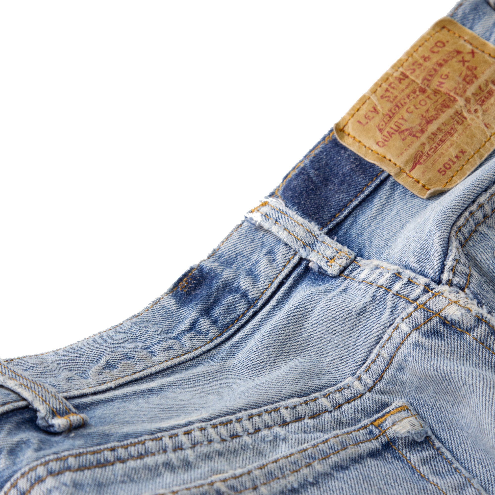 Close Up of Waistband Upsizing Service showing how waistband shifts over after service