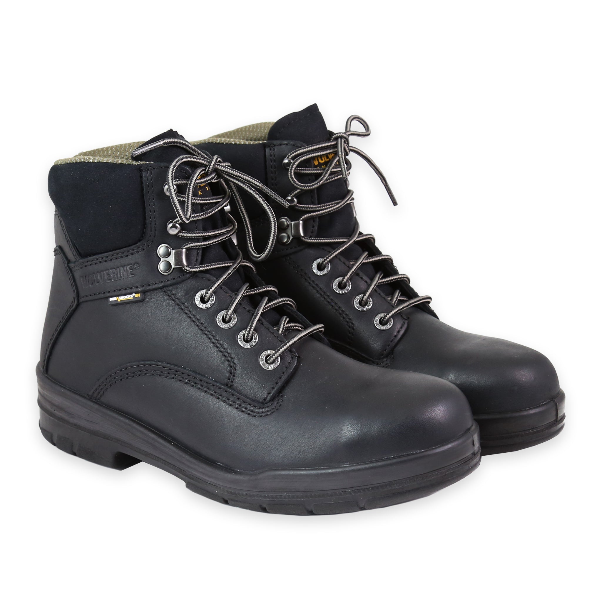 Front Angle of WOLVERINE WORK STEEL TOE DURASHOCK BLACK