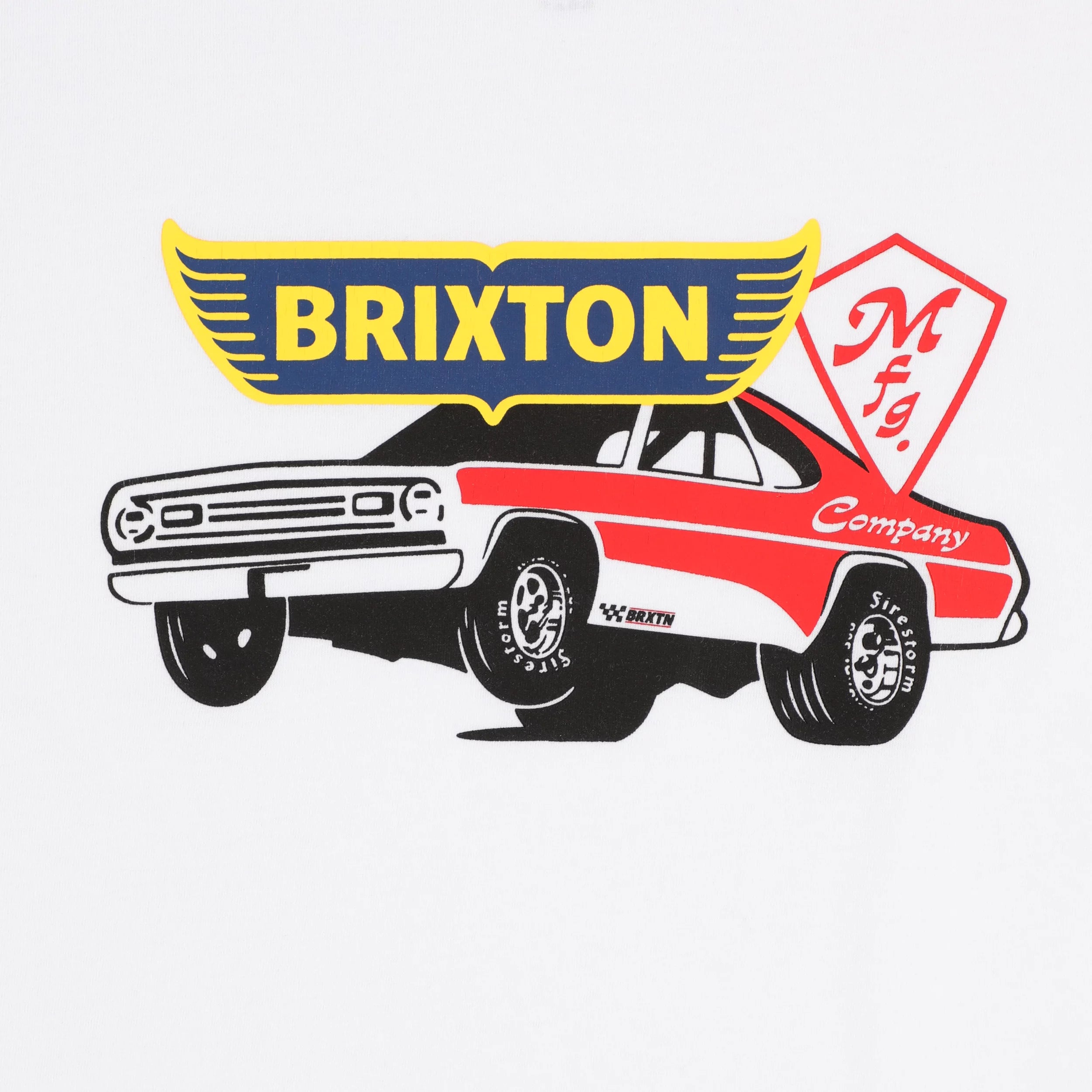 Close Up of Graphic from Brixton Men's Barona Short Sleeve White Tee Shirt 