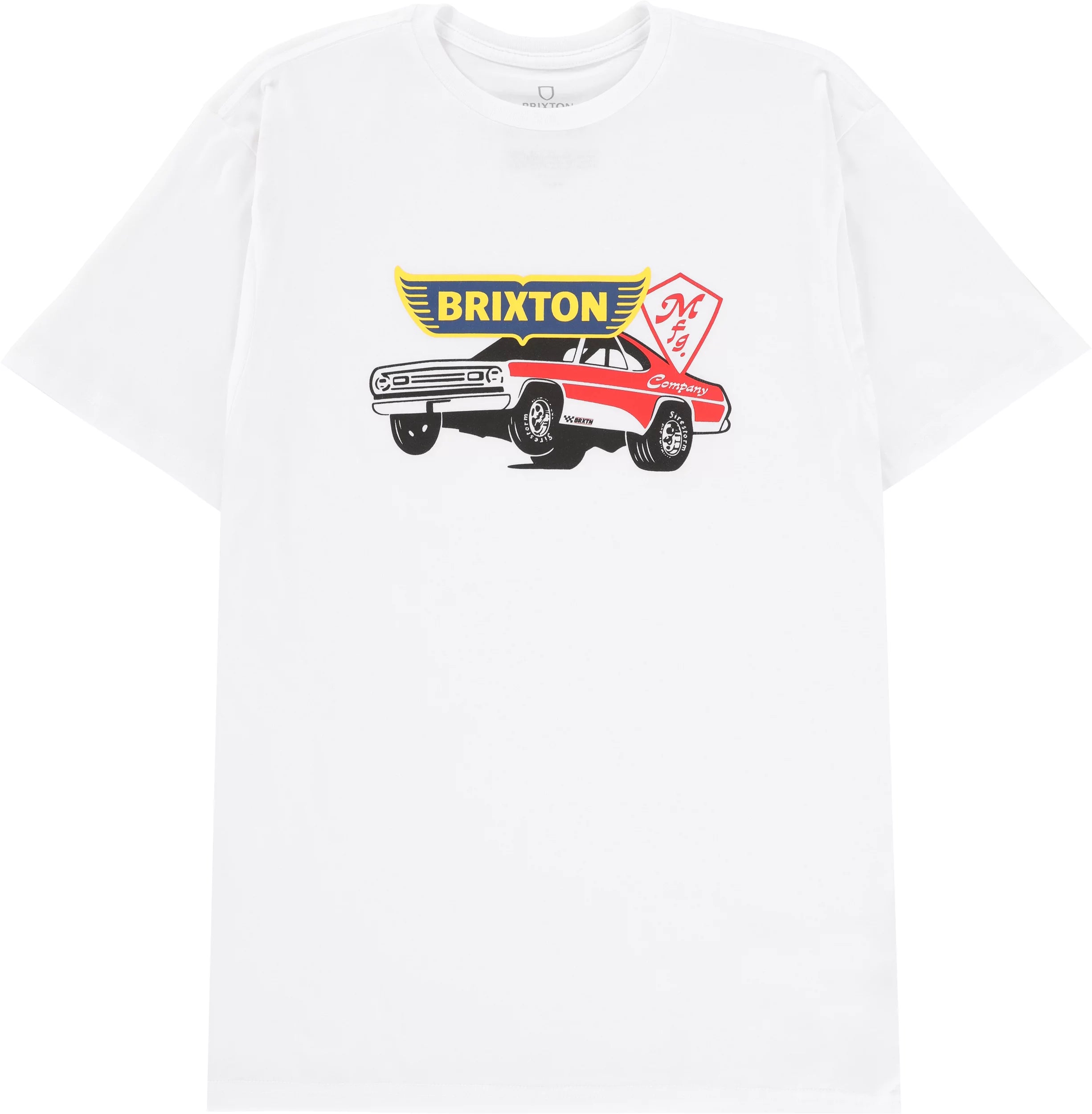 Front of from Brixton Men's Barona Short Sleeve White Tee Shirt 