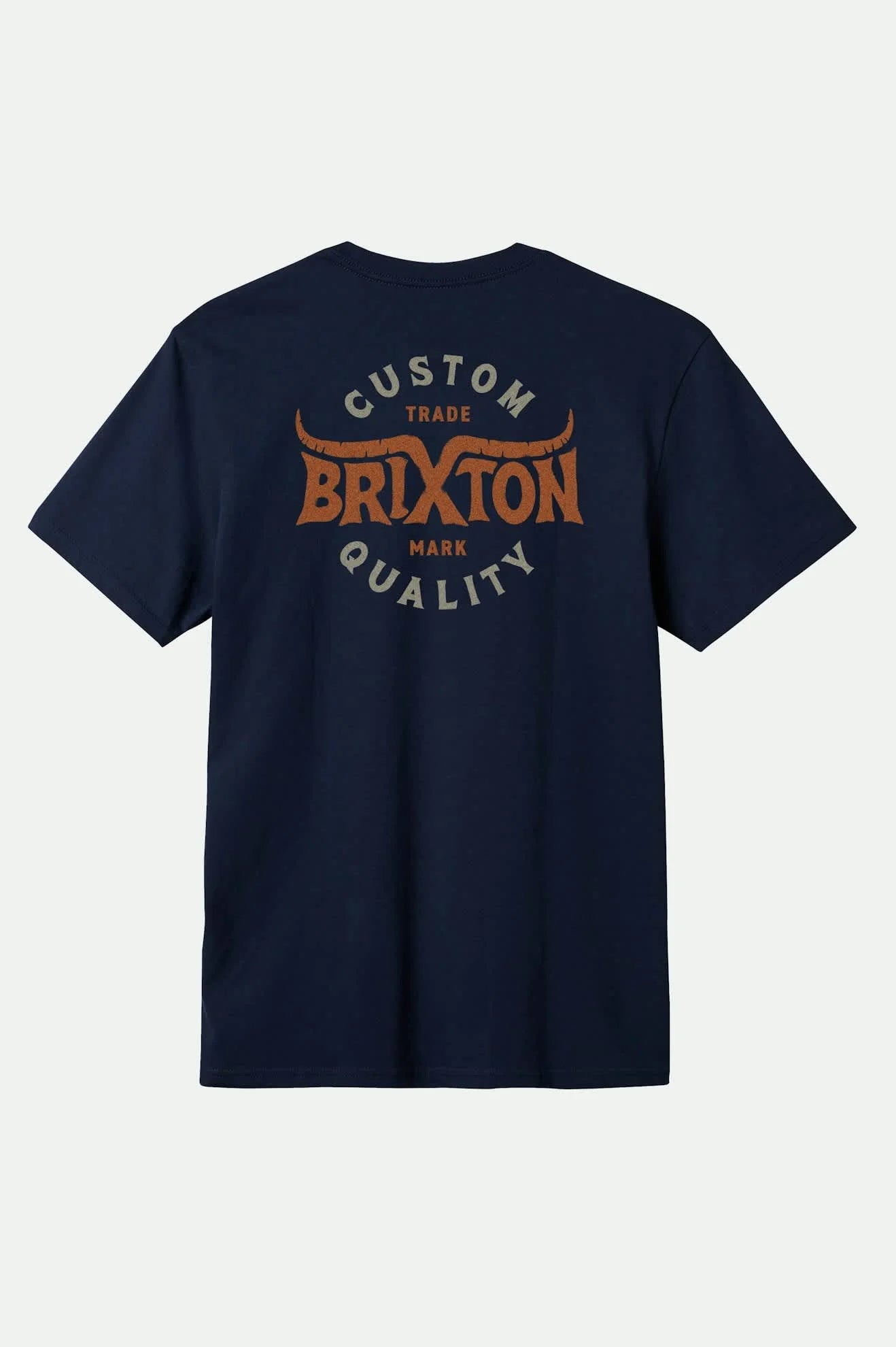 Back of Brixton Men's Gibson Short Sleeve Navy Worn Wash Tee Shirt 