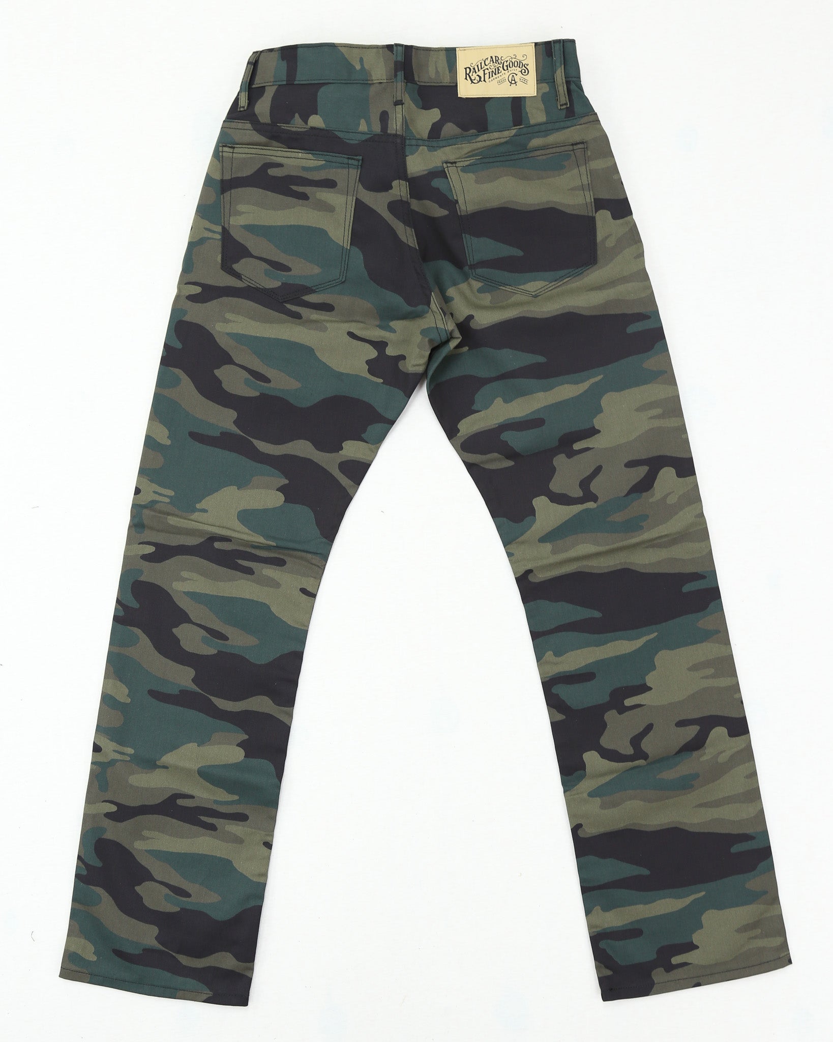 Camouflage pants on a white background