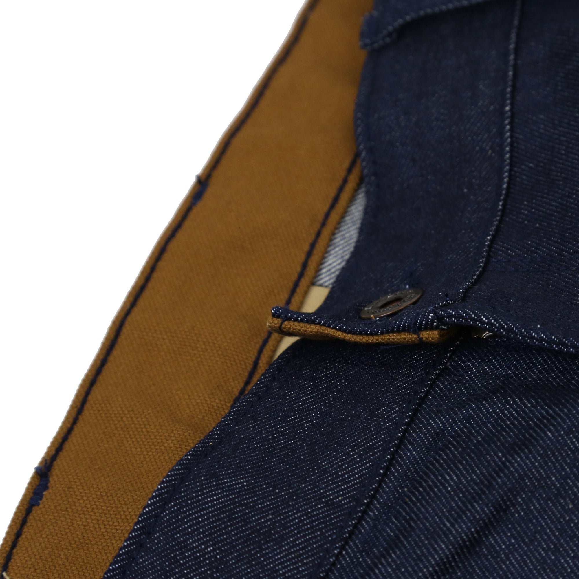 Waistband Detail of Mariner Unisex Men's Full Leg 12.75 Oz Classic Indigo