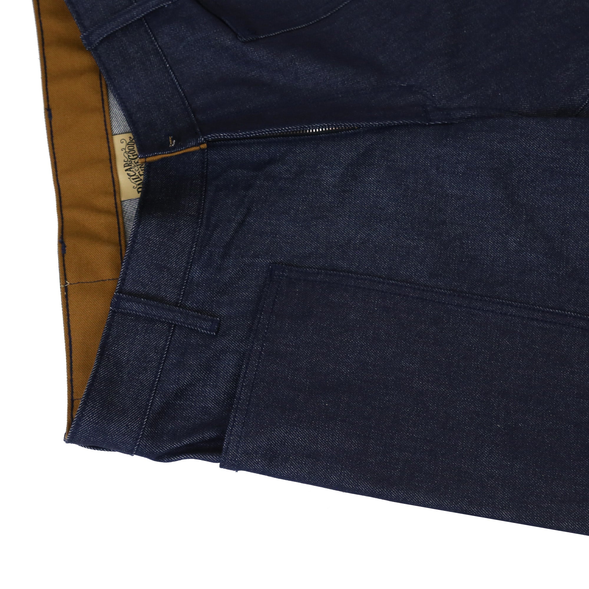 Waistband and Pocket Detail of Mariner Unisex Men's Full Leg 12.75 Oz Classic Indigo