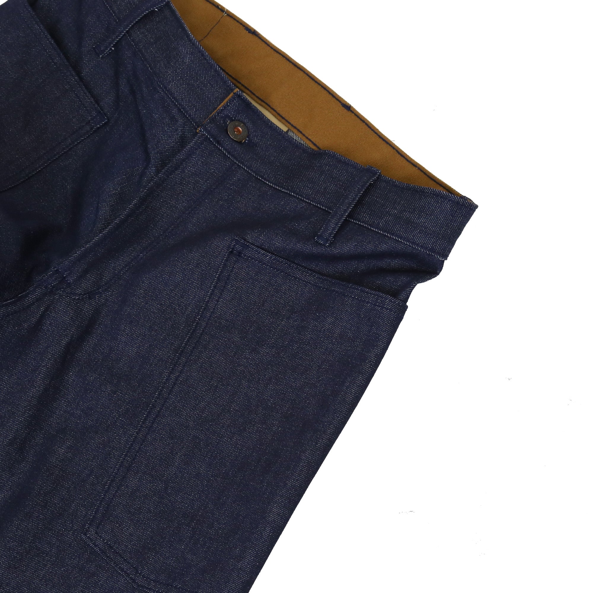 Waistband and Pocket Detail of Mariner Unisex Men's Full Leg 12.75 Oz Classic Indigo