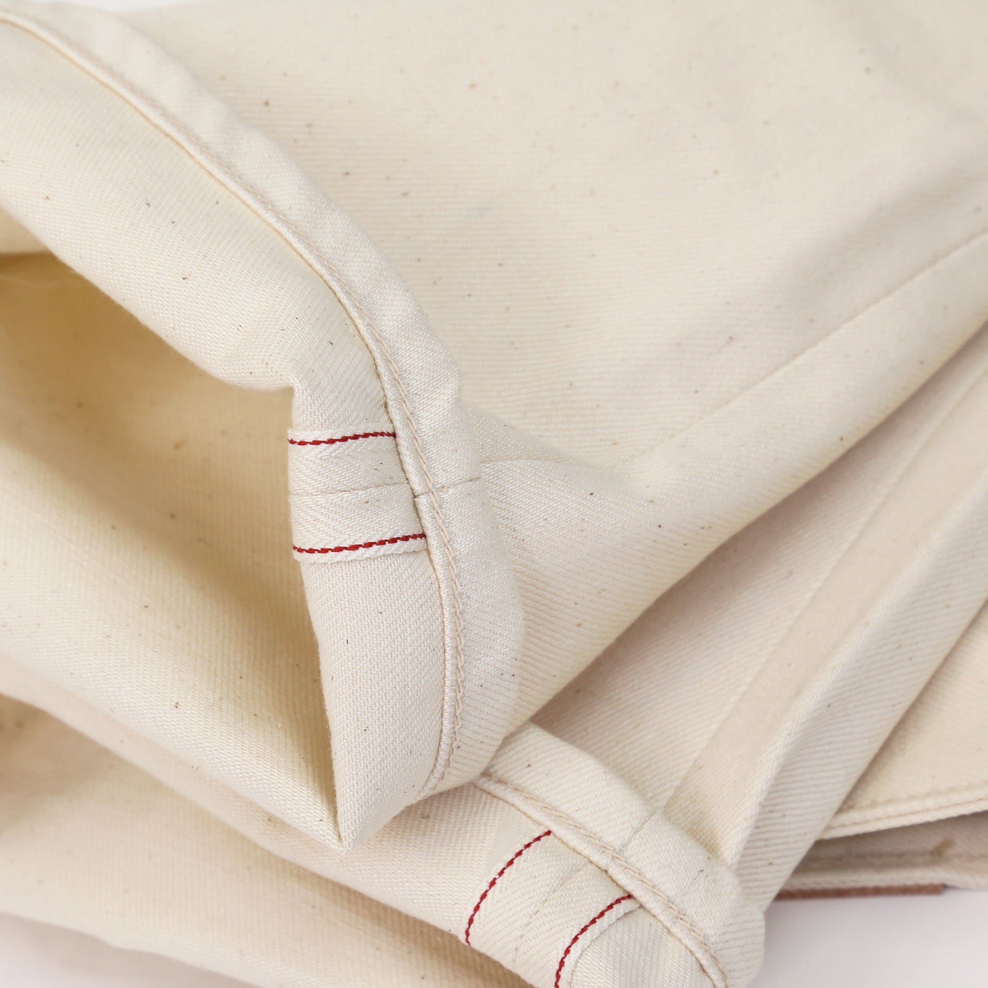 Cuff Detail of X105 12 Oz Ecru Natural Selvedge