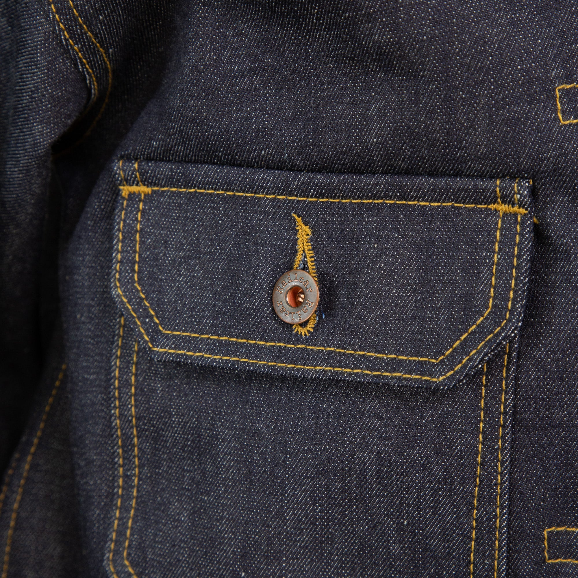 Chest Pocket Detail of Type 2 X110 13.5 Oz Classic Indigo Selvedge Jacket