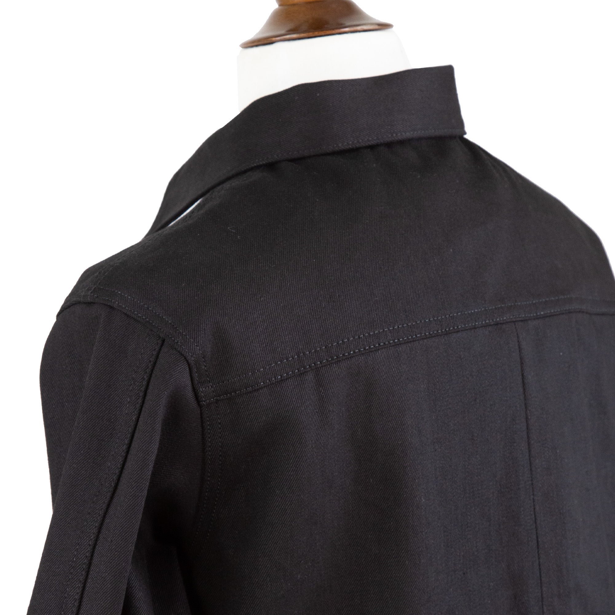 Back Shoulder of Type 2 X111 13.5 Oz Double Black Selvedge Jacket