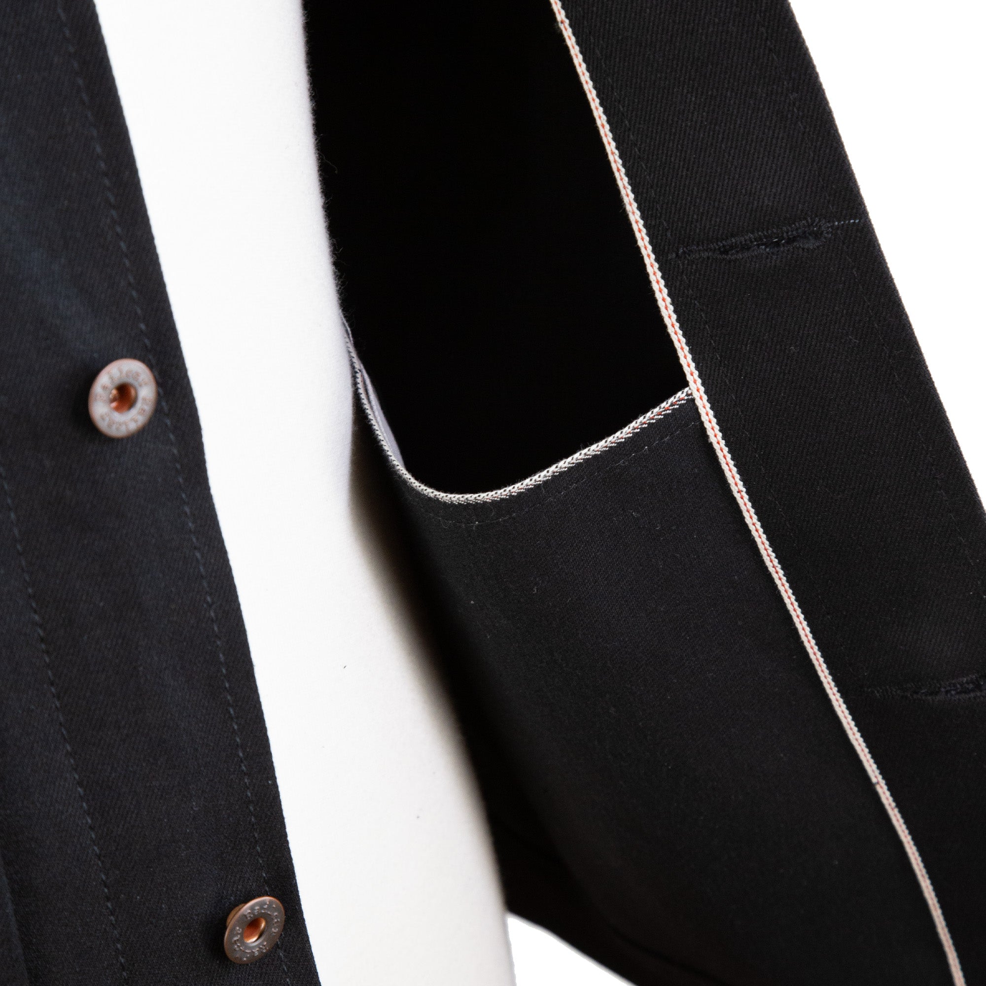 Interior Pocket Detail of Type 2 X111 13.5 Oz Double Black Selvedge Jacket