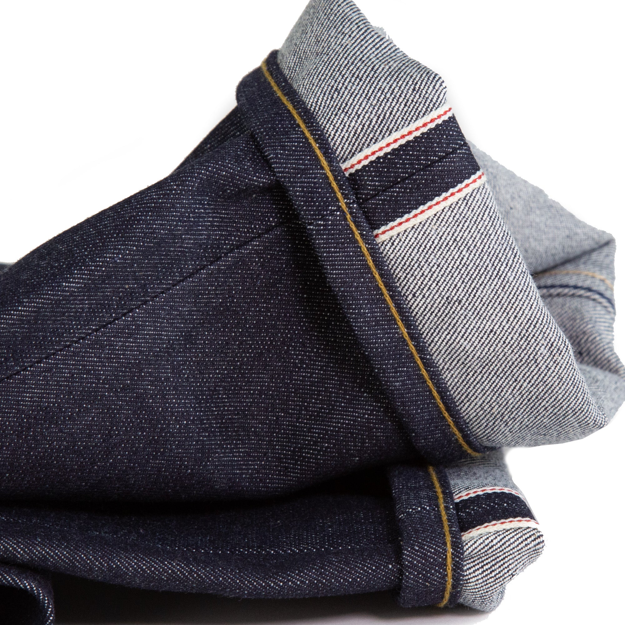 Cuff Detail of Spikes X110 Taper Leg 13.5 Oz Classic Indigo Selvedge