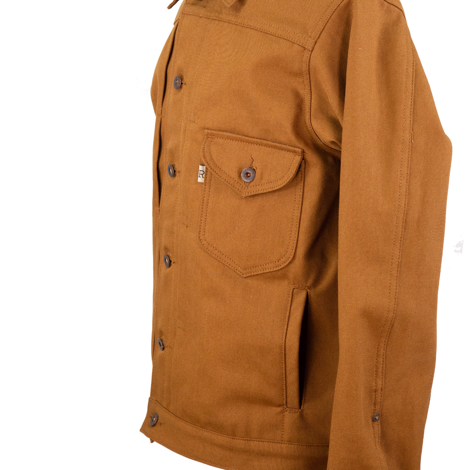 Side of Type 1 Duck 12 Oz Canvas Jacket showing Chest Pocket and Hand Warmer Pocket
