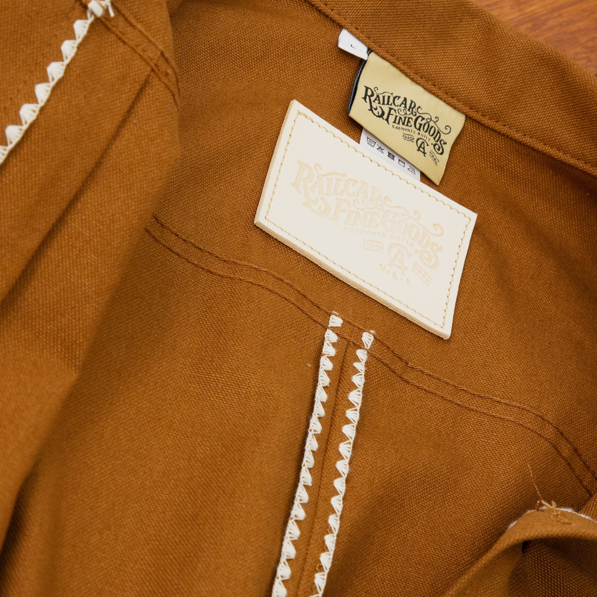 Interior Leather Detail of Type 1 Duck 12 Oz Canvas Jacket